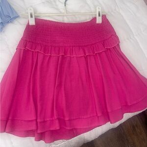 Glam Ruffled Smocked Skirt-Hot Pink Medium